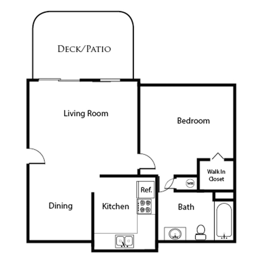 1x1B floor plan