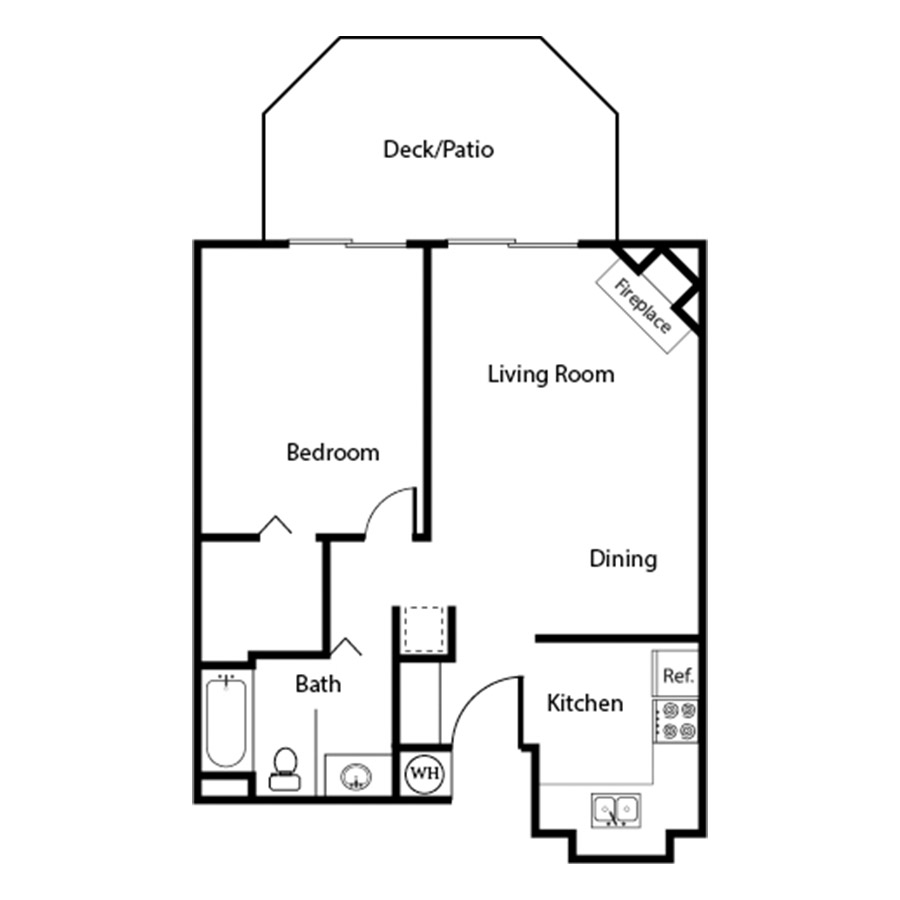 1x1A Renovated floor plan