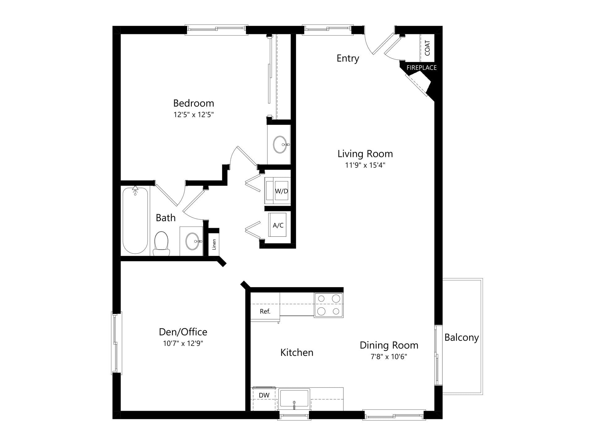 Cove 1x1C floor plan