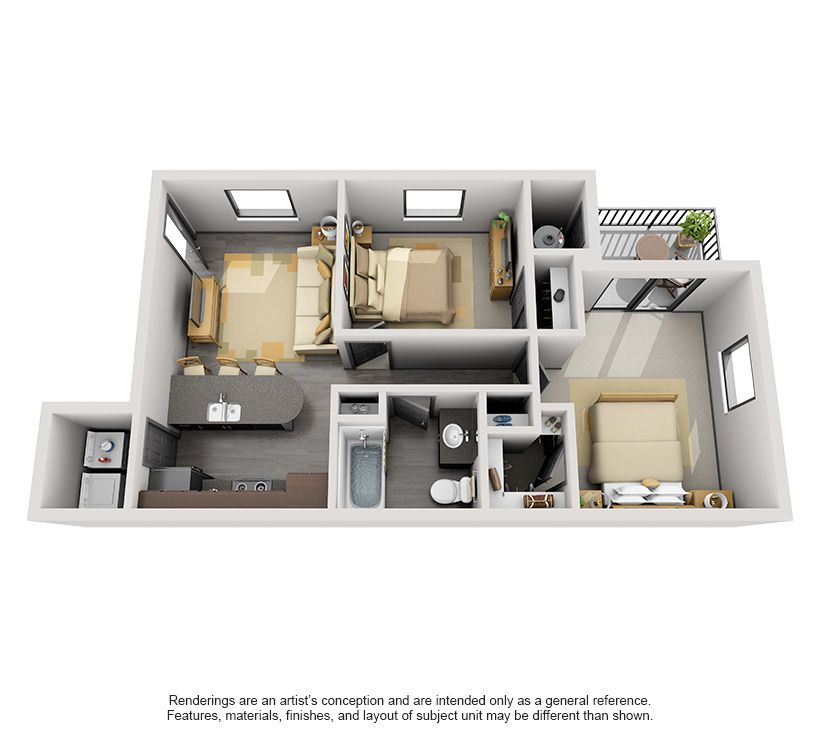 1x1 DEN floor plan