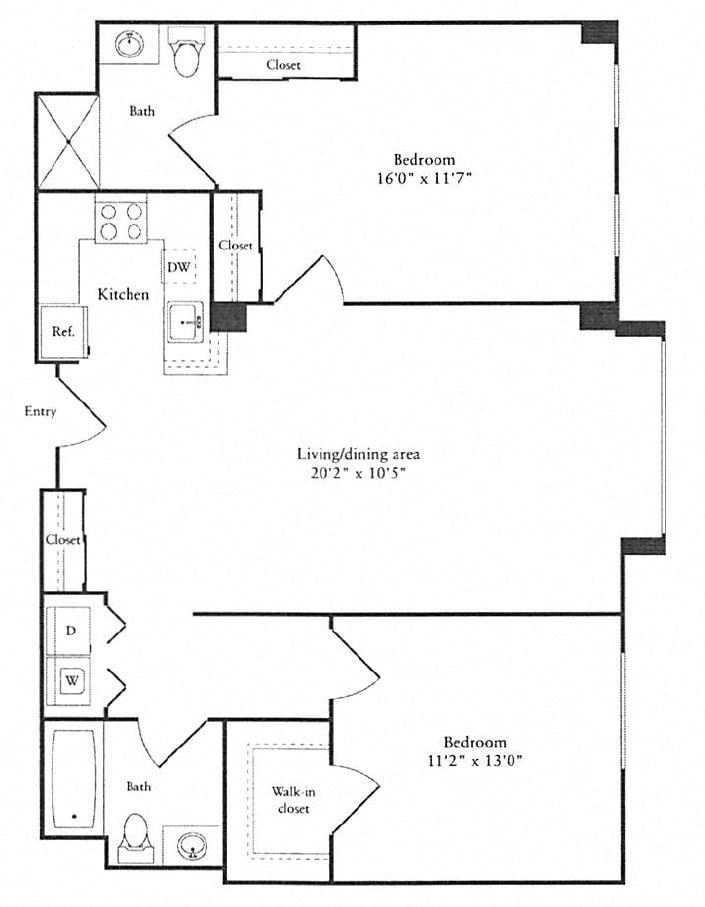 1,090 sq. ft. floor plan