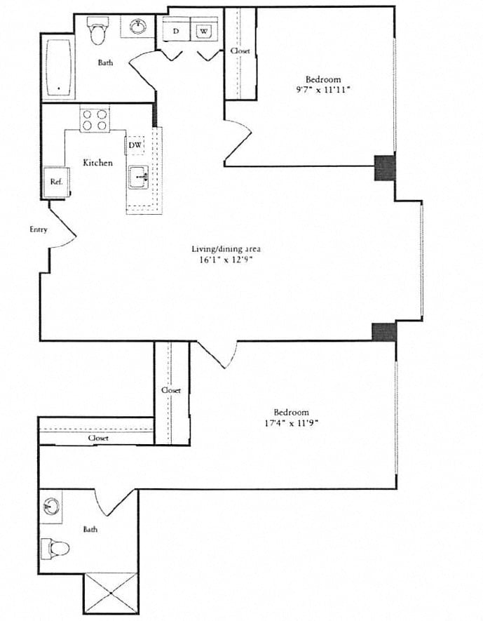 1,155 sq. ft. floor plan