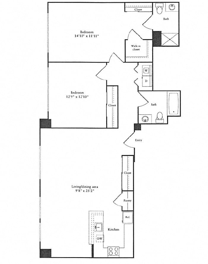 1,238 sq. ft. floor plan