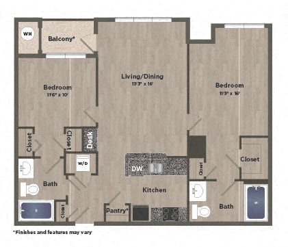 2 Bed 2 Bath C floor plan