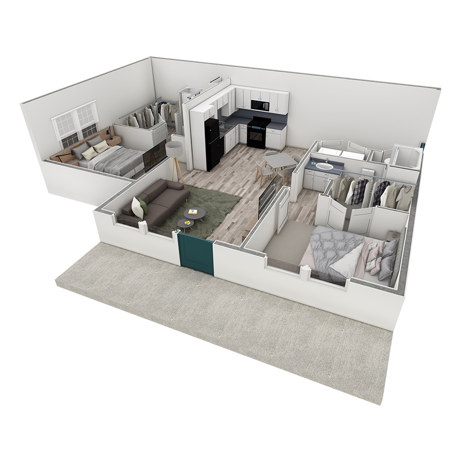 2-2 BR Premier Horizon Courtyard floor plan