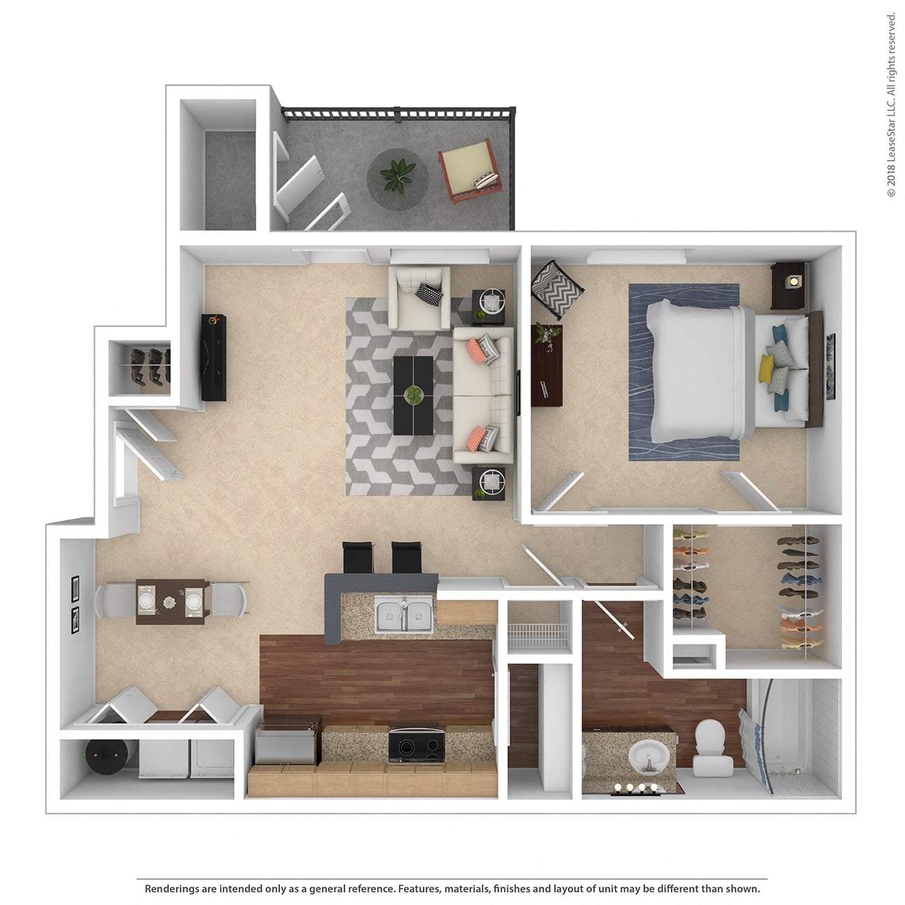 1 Bed 1 Bath floor plan