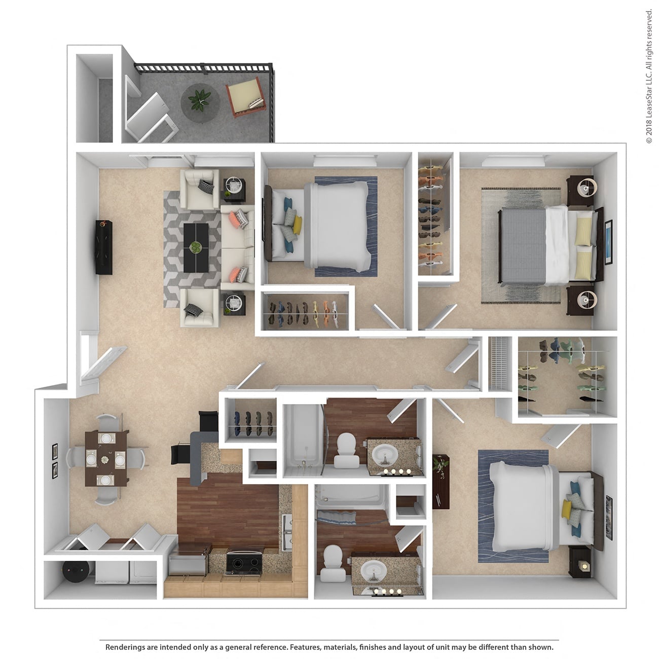 3 Bed 2 Bath floor plan