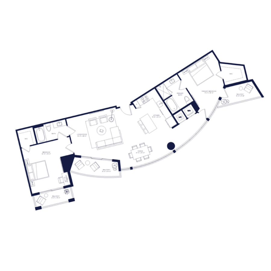 #HAR0504 - 2 bedroom floorplan layout with 2 bathrooms and 1400 square feet