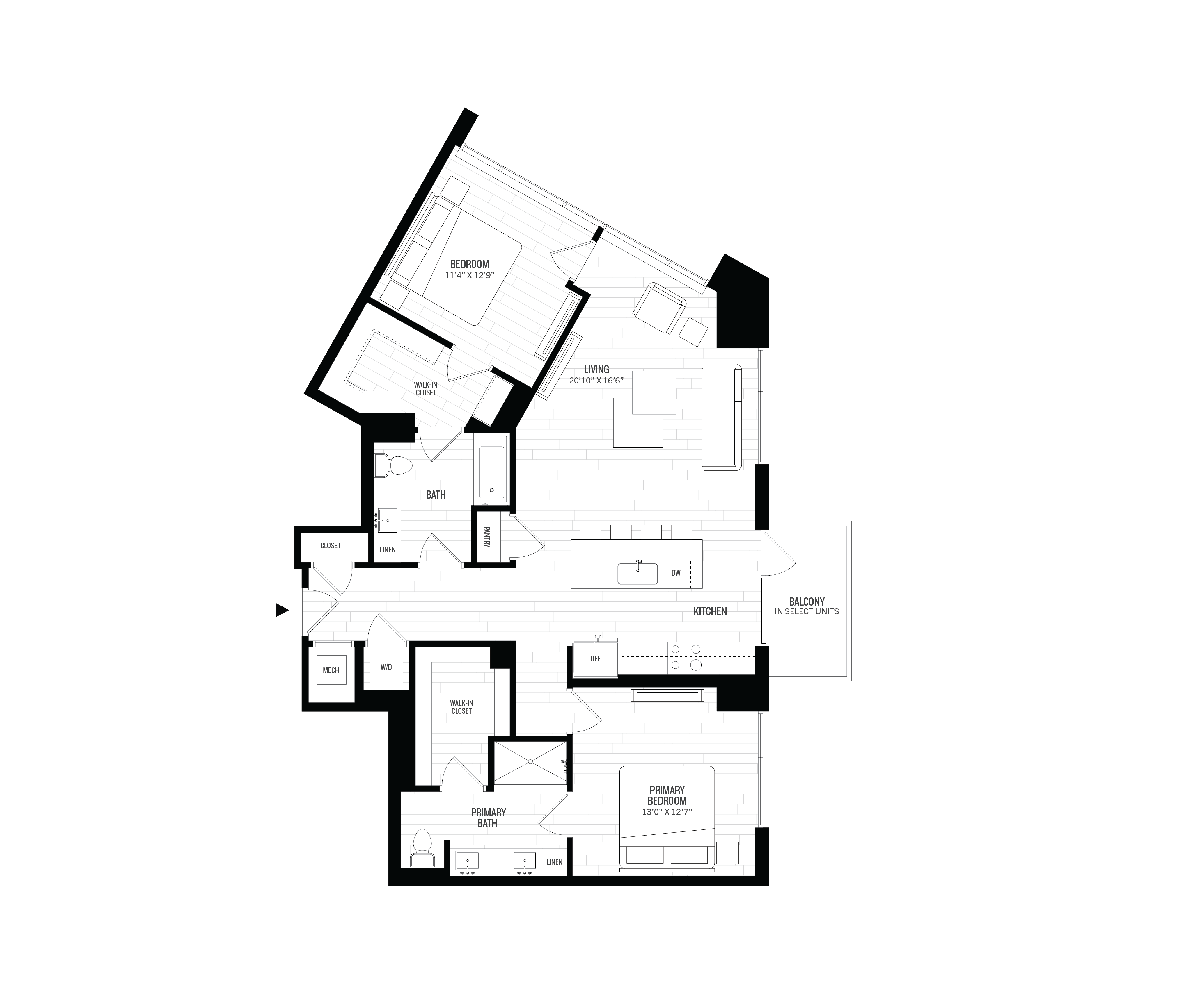 2 Bed/2 Bath-B5 floor plan