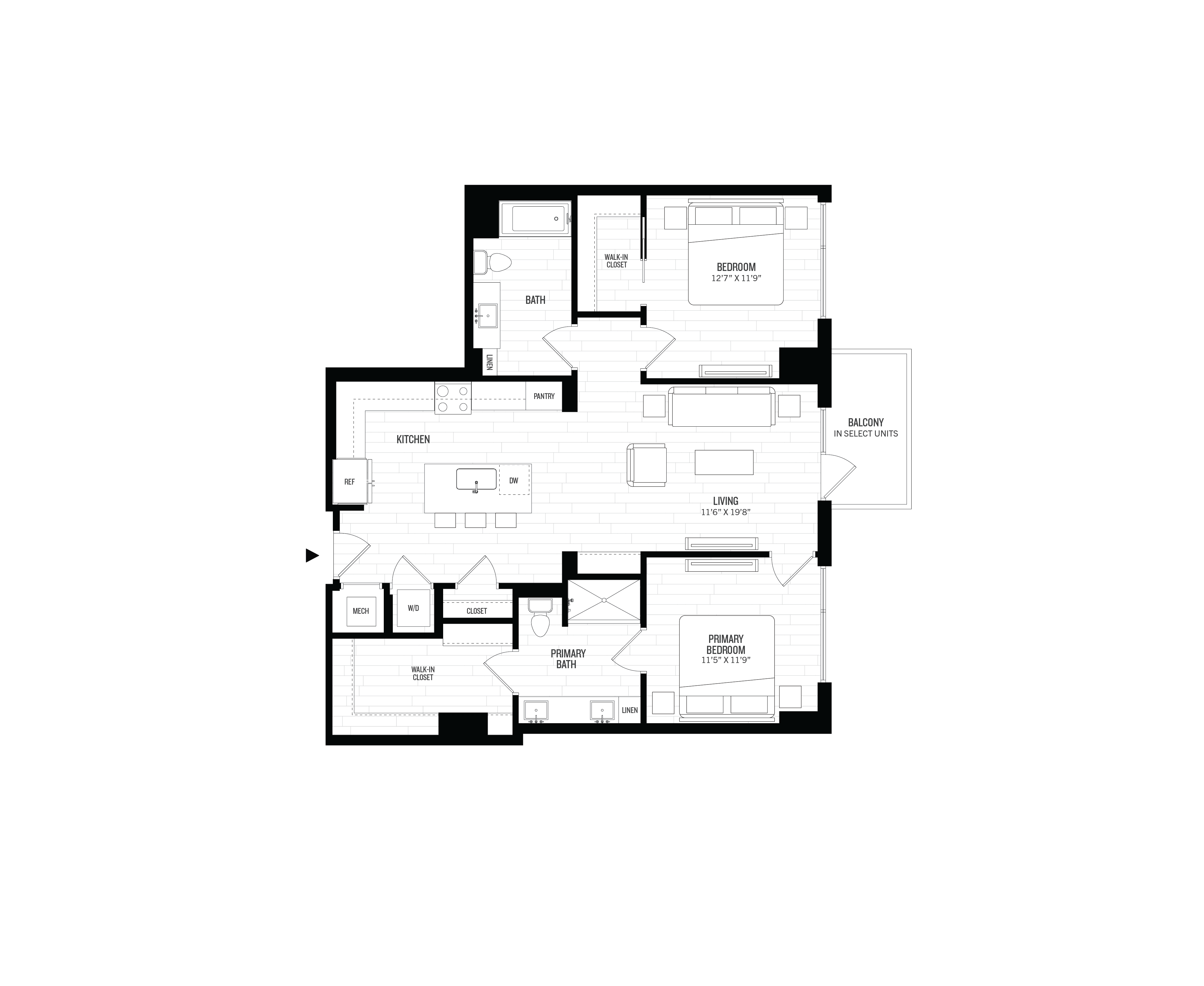2 Bed/2 Bath-B6 floor plan
