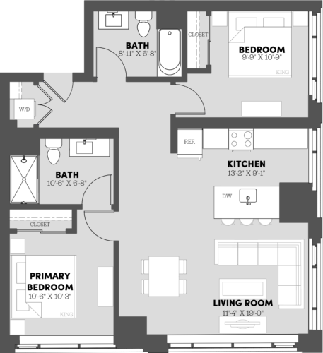 2 Bed/2 Bath-B4 floor plan