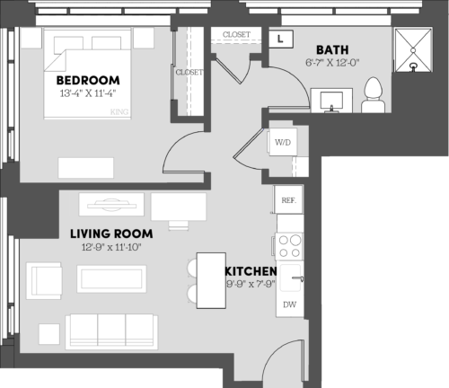 1 Bed/1 Bath-A5 floor plan