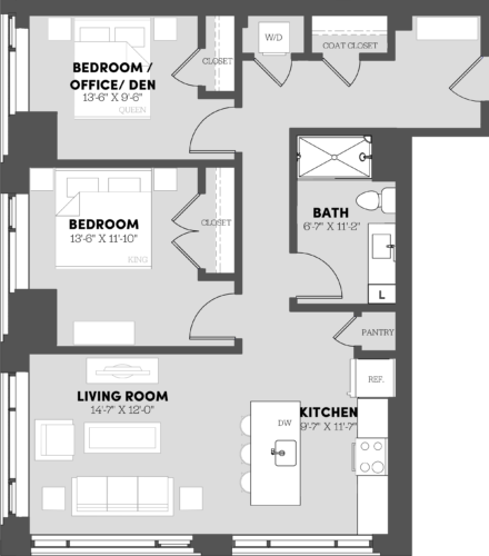 1 Bed/1 Bath-A8 floor plan