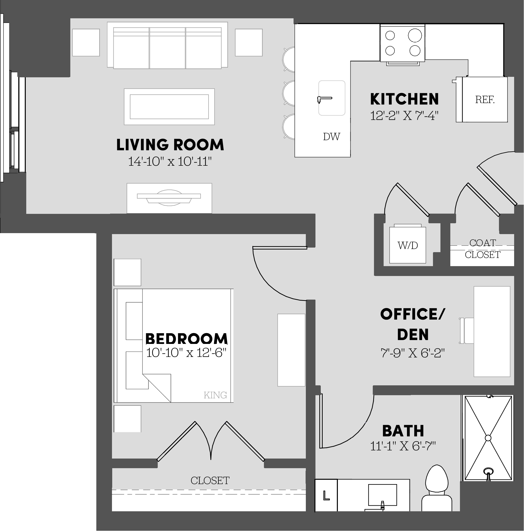 1 Bed/1 Bath-A7 floor plan