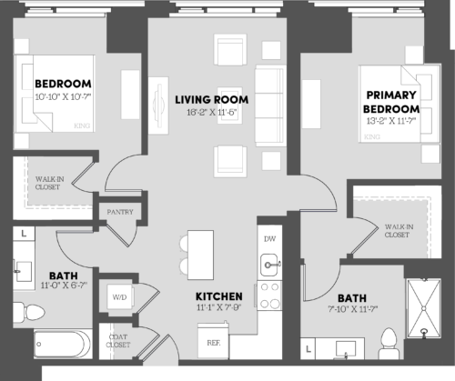 2 Bed/2 Bath-B3 floor plan