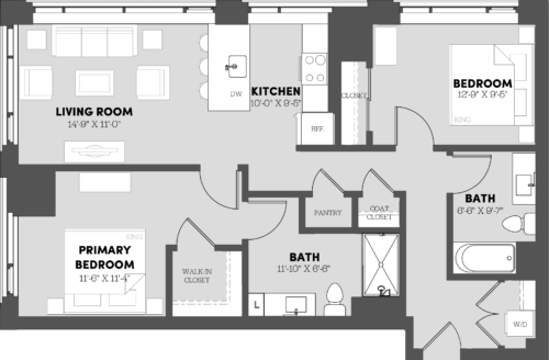 2 Bed/2 Bath-B2 floor plan