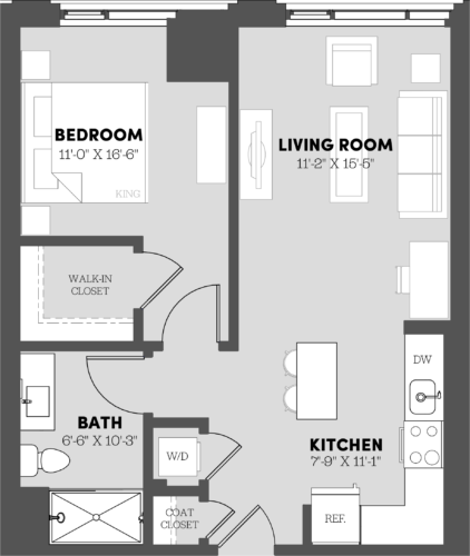 1 Bed/1 Bath-A3 floor plan