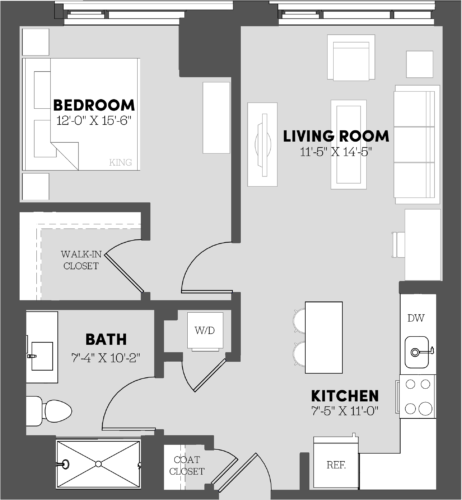 1 Bed/1 Bath-A2 floor plan