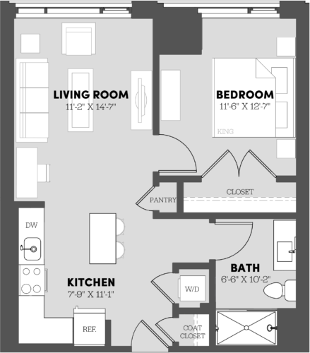 1 Bed/1 Bath-A1 floor plan