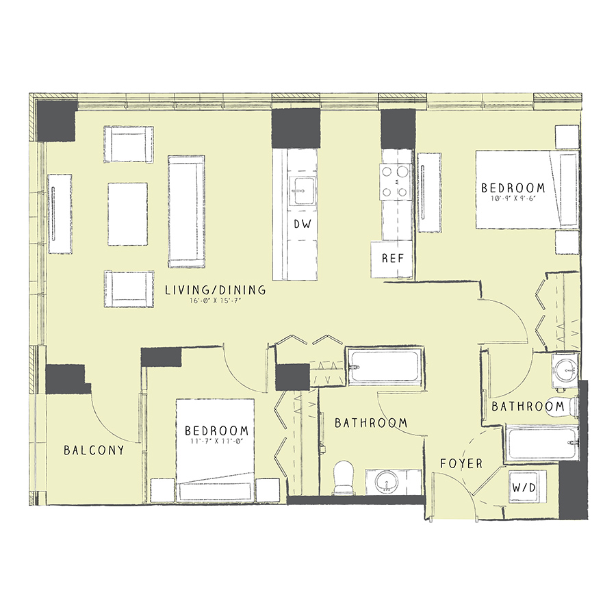 Unit 0208 floor plan