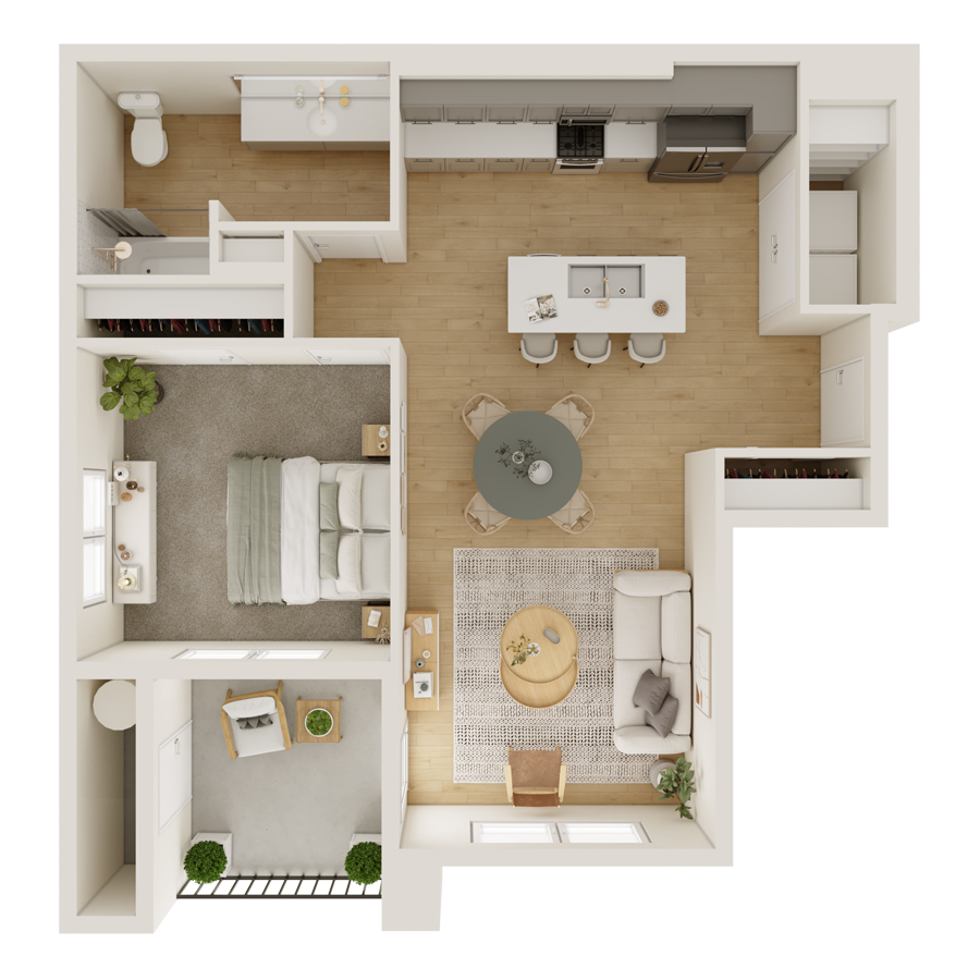 A1 -1x1 floor plan