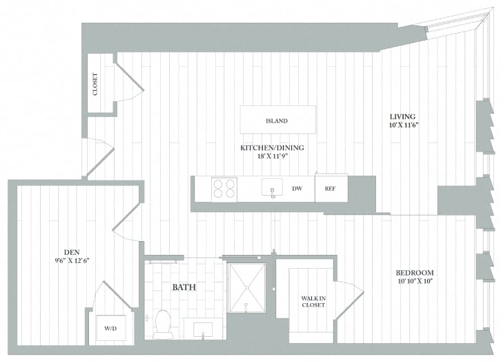 AD1 | 1 Bed | 1 Bath | Den floor plan