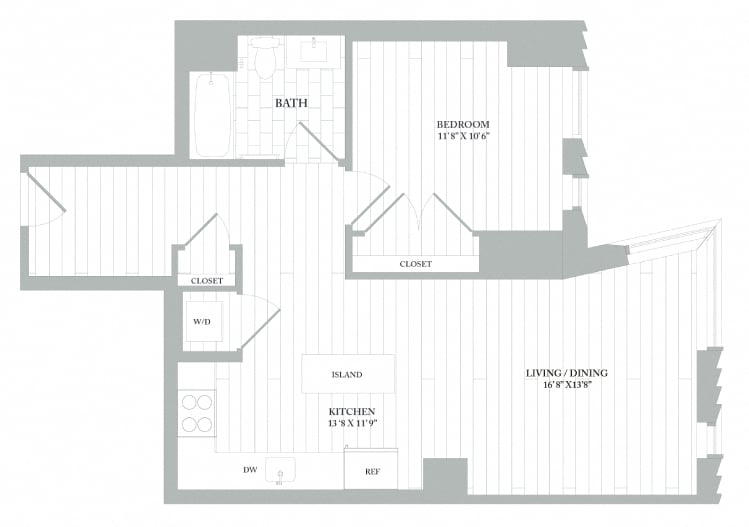 A6 | 1 Bed | 1 Bath floor plan