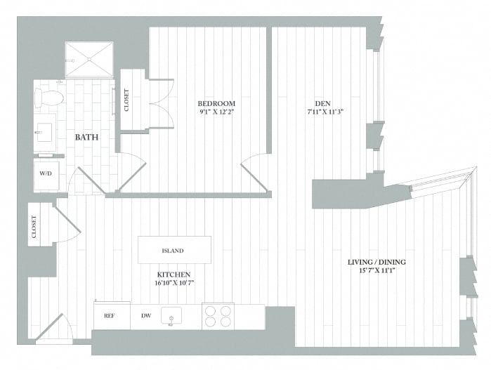AD6 | 1 Bed | 1 Bath | Den floor plan