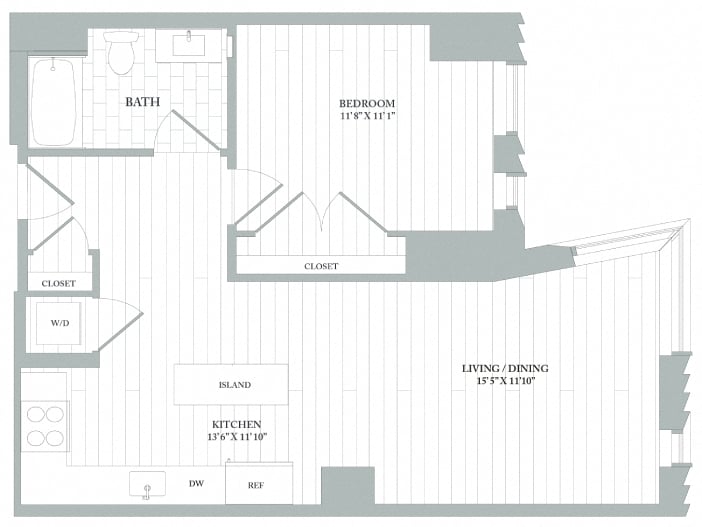 A6a | 1 Bed | 1 Bath floor plan