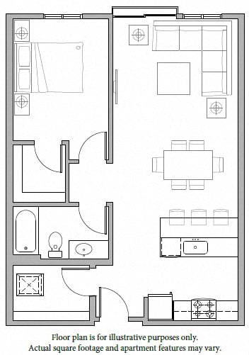 A2 1Bed North floor plan