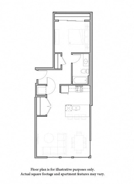 O1 Open 1 Bed North floor plan