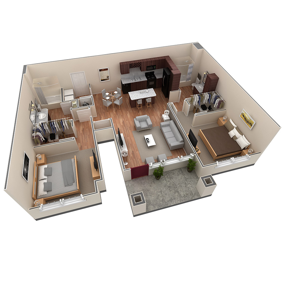 2 BR Grand Courtyard floor plan