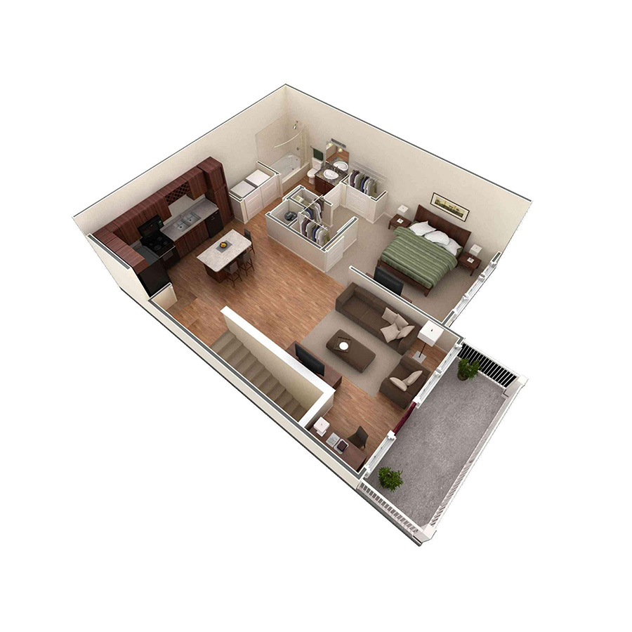 1 BR Designer Overlook floor plan
