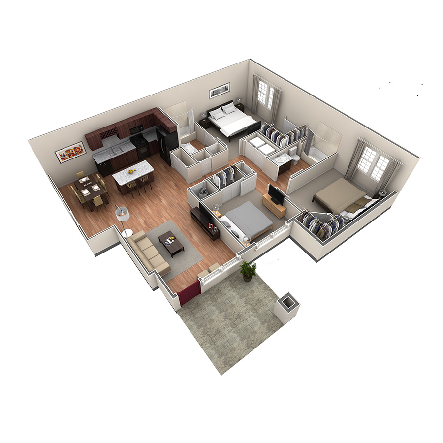 3 BR Grand Courtyard floor plan