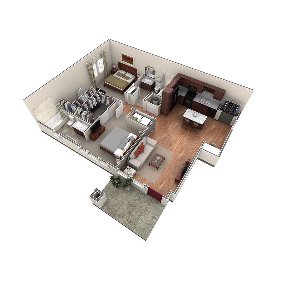 2 BR Designer Courtyard floor plan