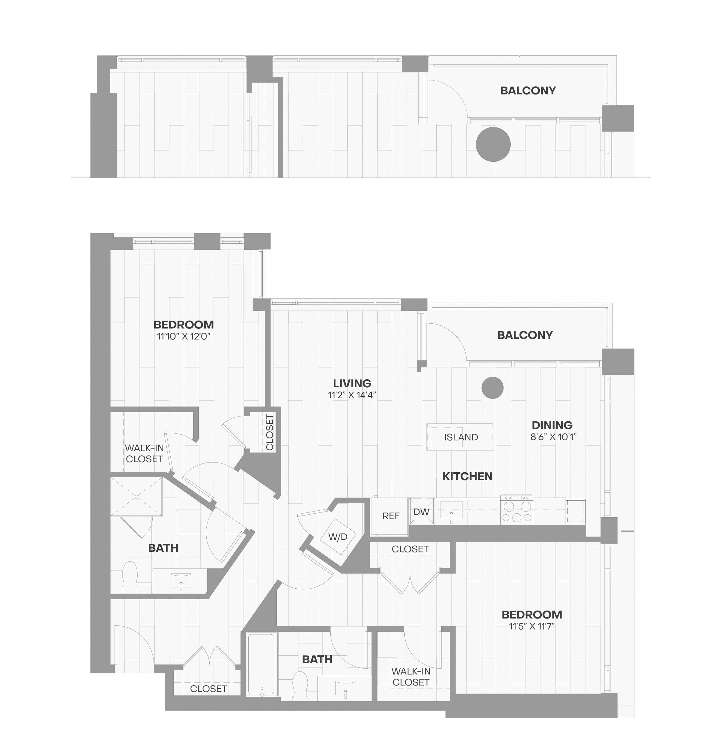 2 Bed/2 Bath-X19 floor plan