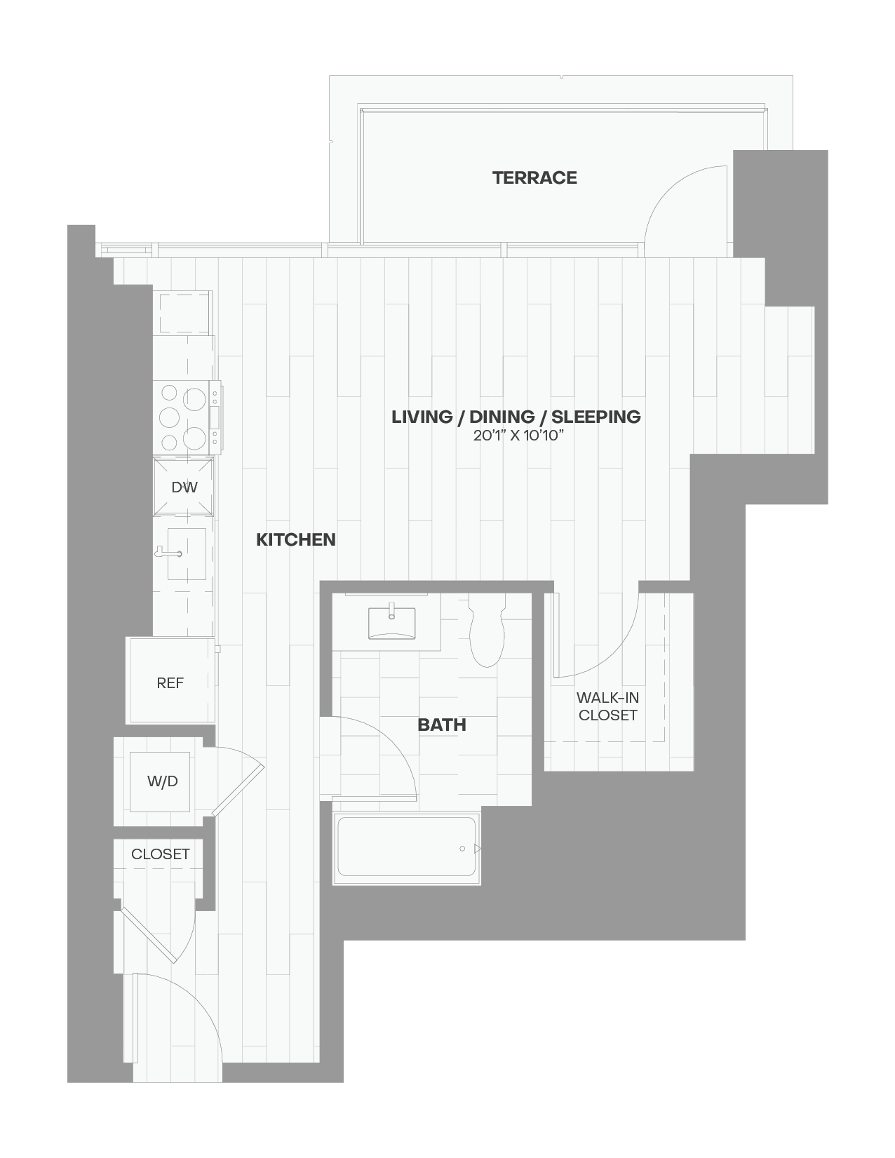 Studio WDU70-505 floor plan