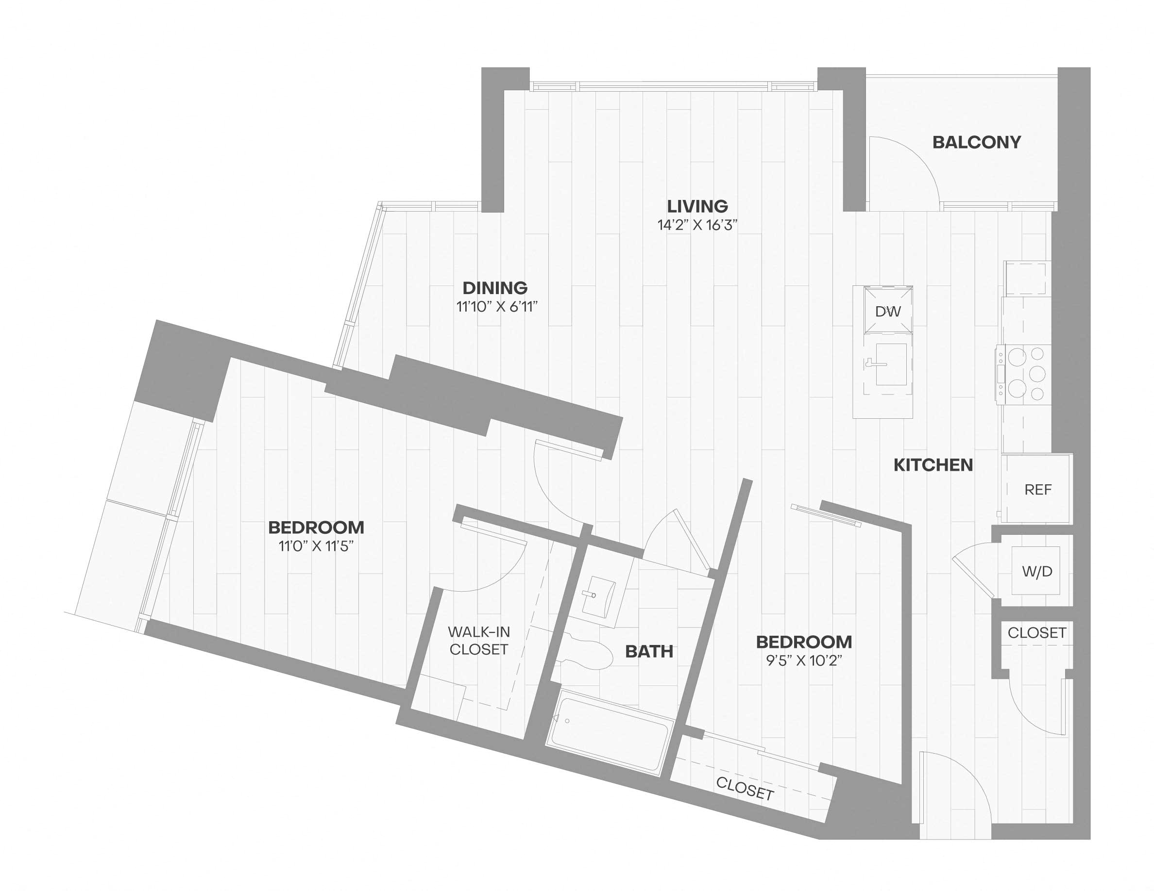 1 Bed/1 Bath Den-308 floor plan