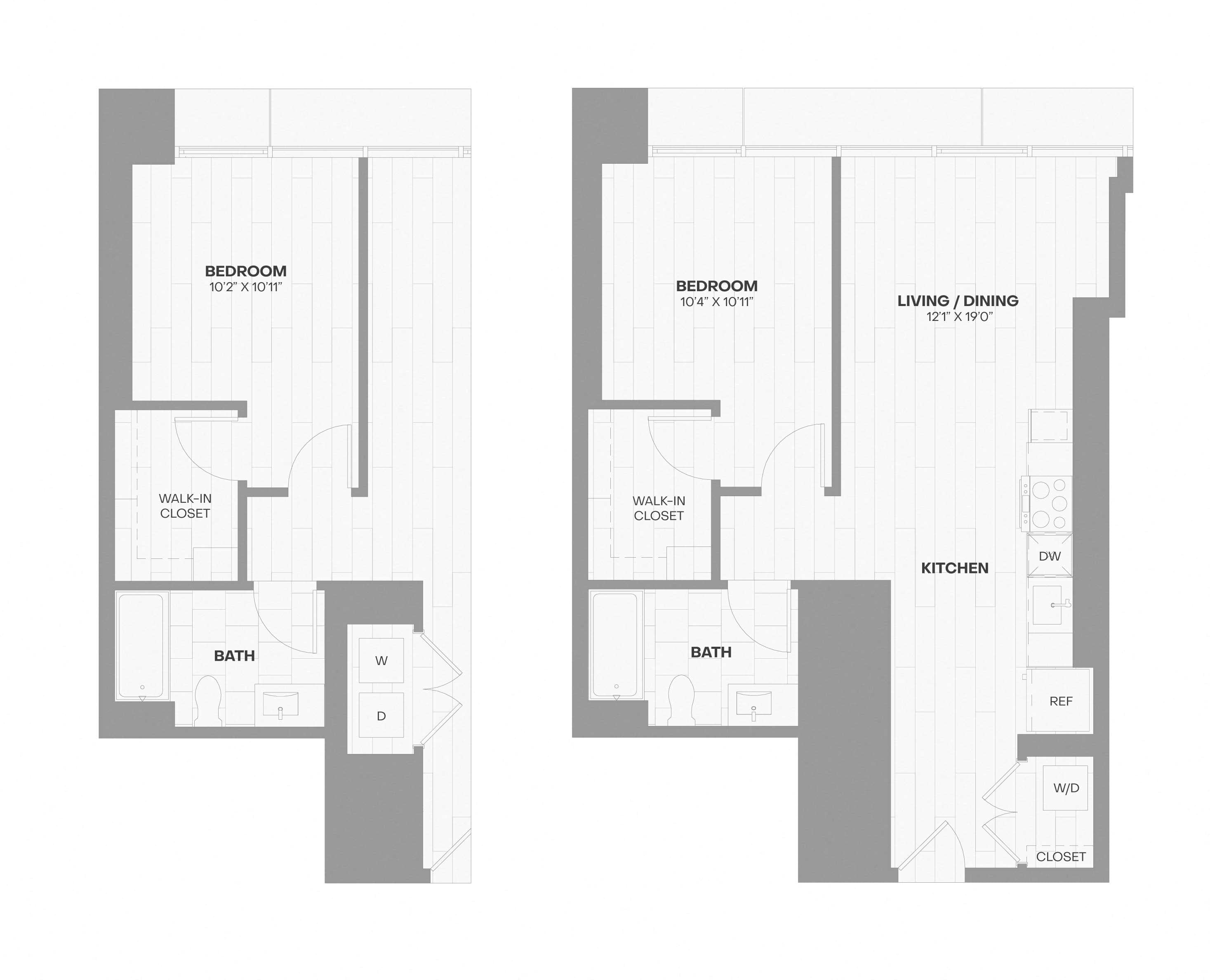 1 Bed/1 Bath JR-X10 floor plan