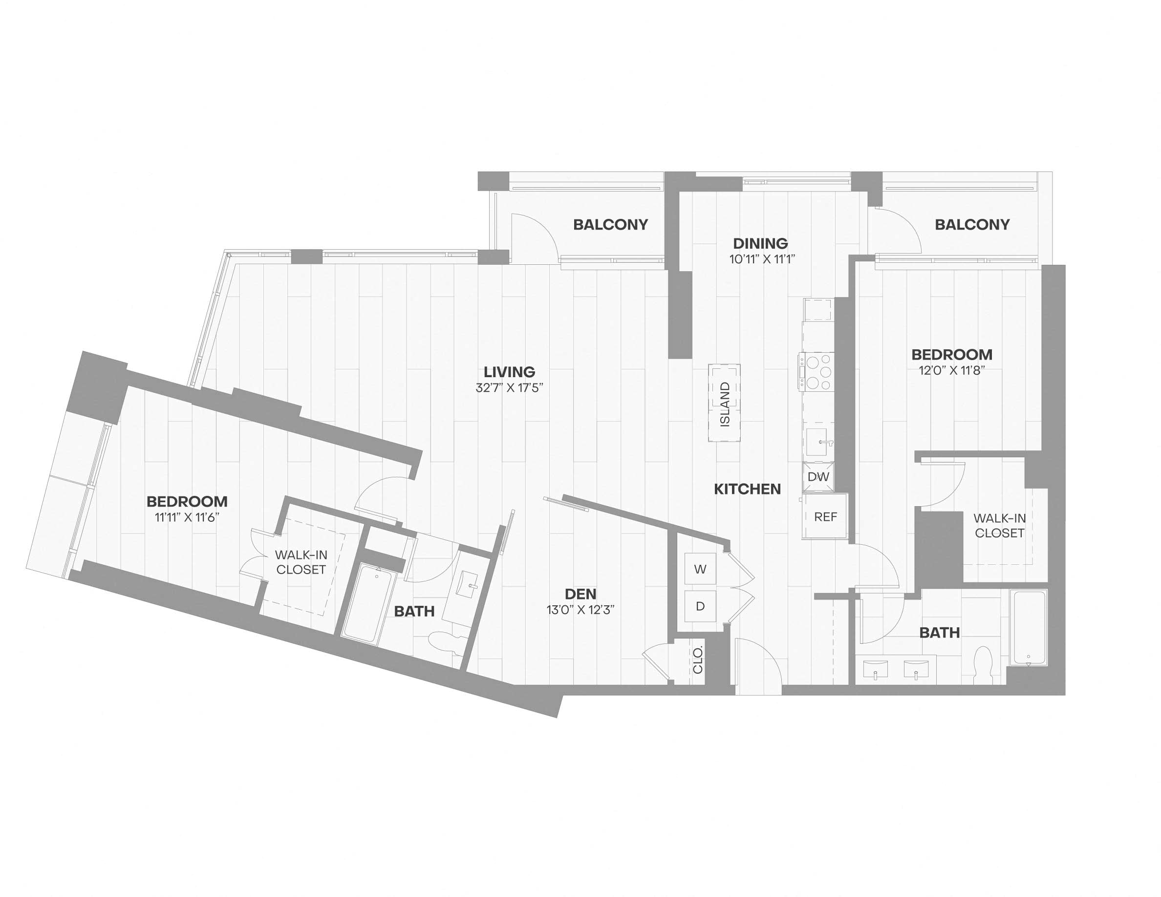 2 Bed/2 Bath/Den-2508 floor plan