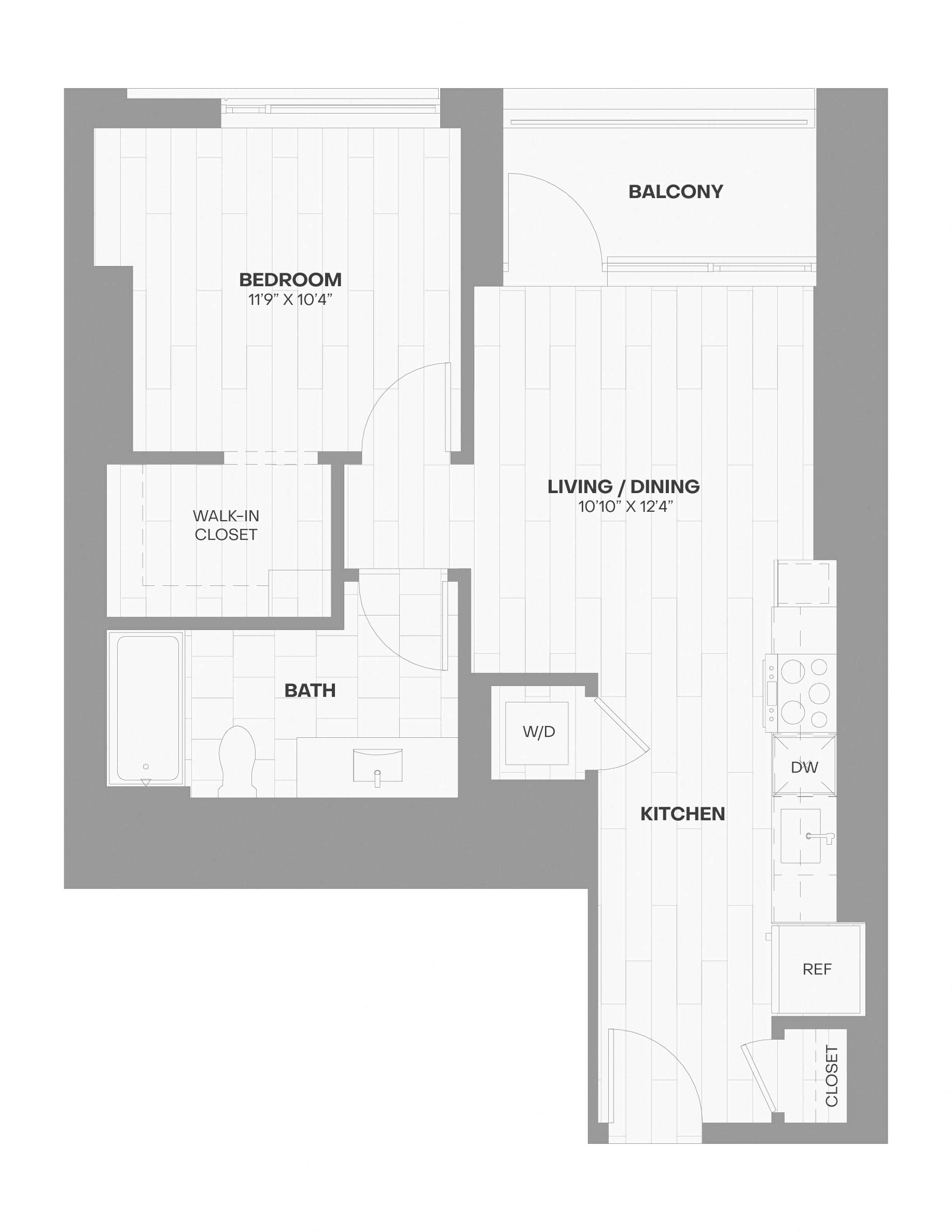 1 Bed/1 Bath JR-X02 floor plan