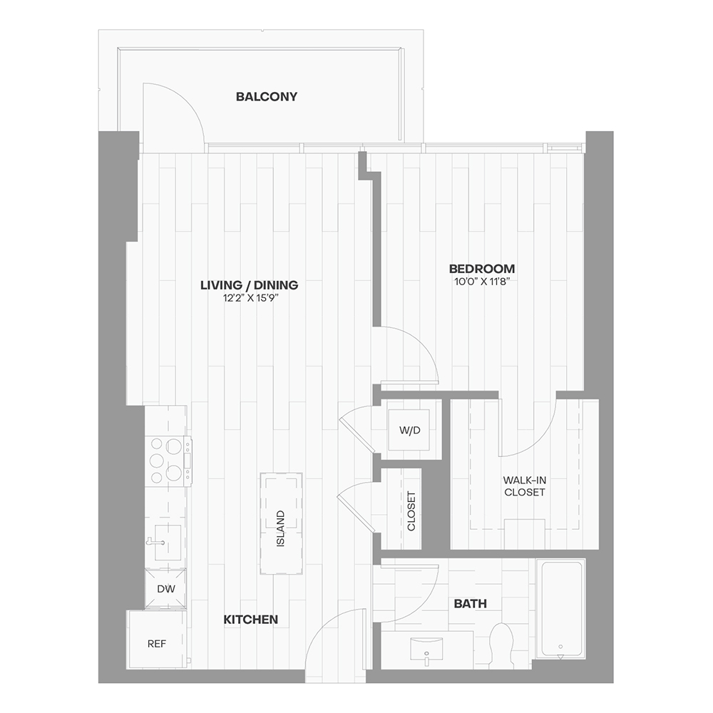 1 Bed/1 Bath 514 floor plan