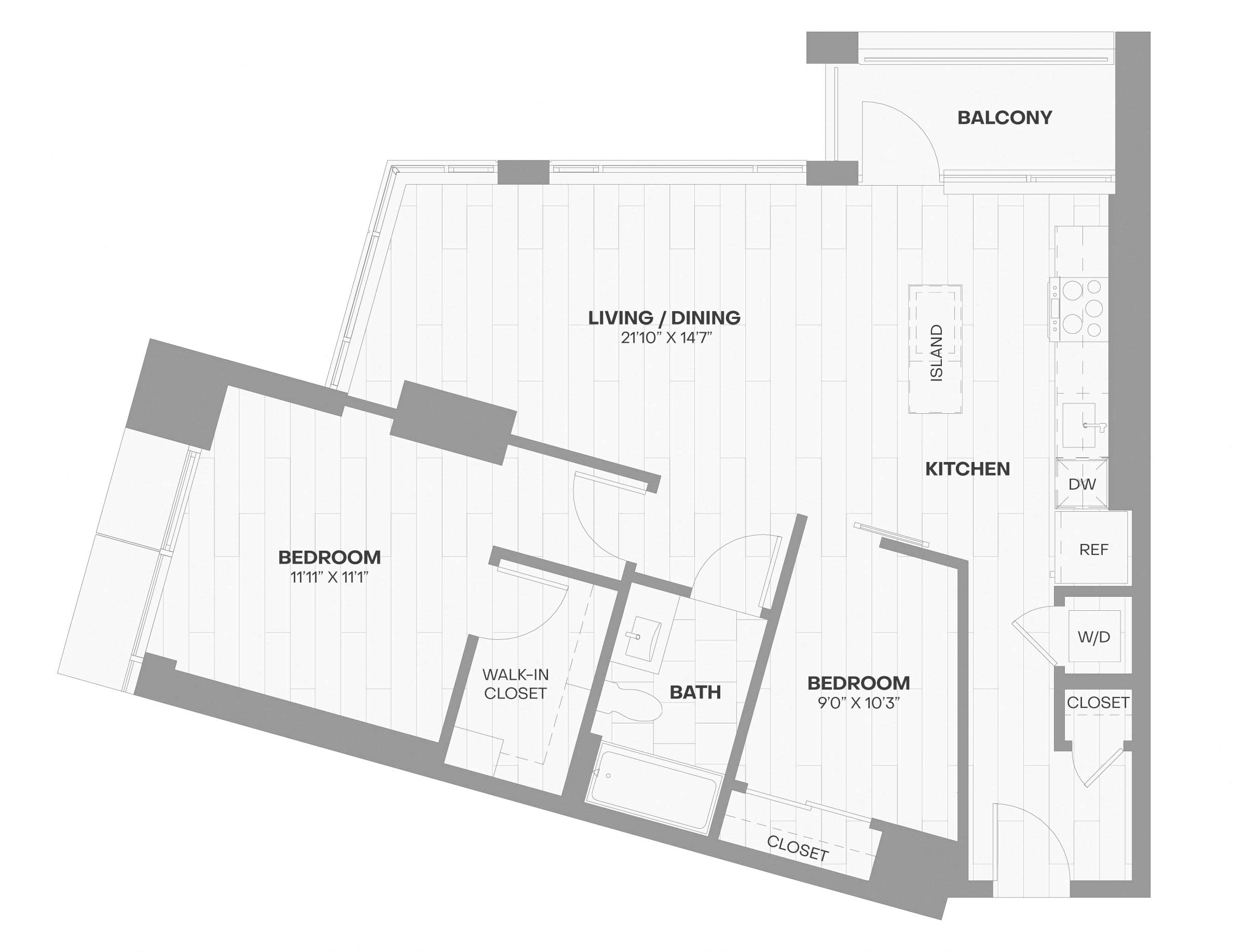 1 Bed/1 Bath Den-X08 floor plan
