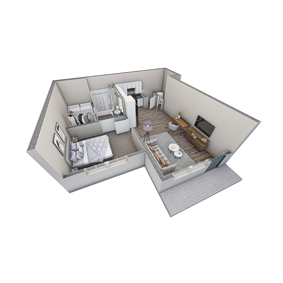 1 BR Horizon Courtyard floor plan