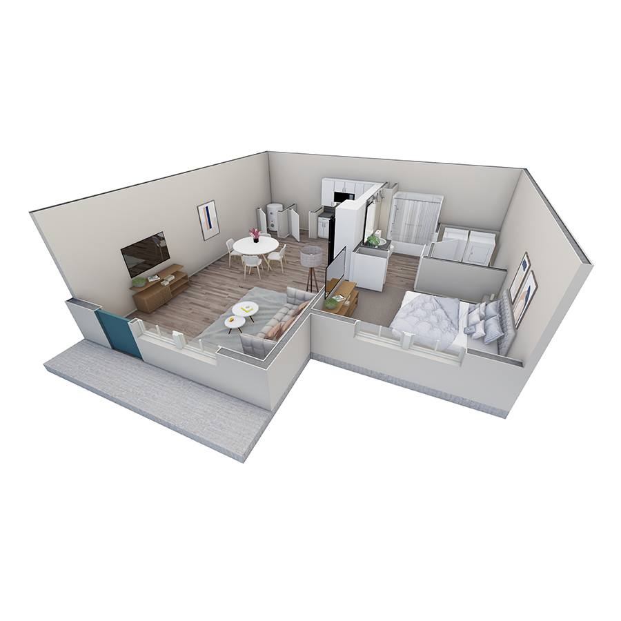 1 BR Retreat Courtyard floor plan