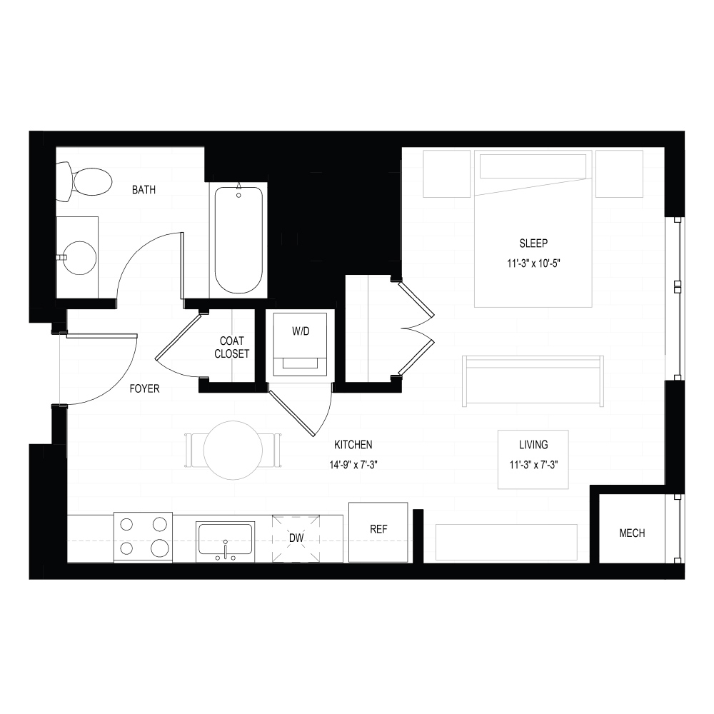 Studio A floor plan