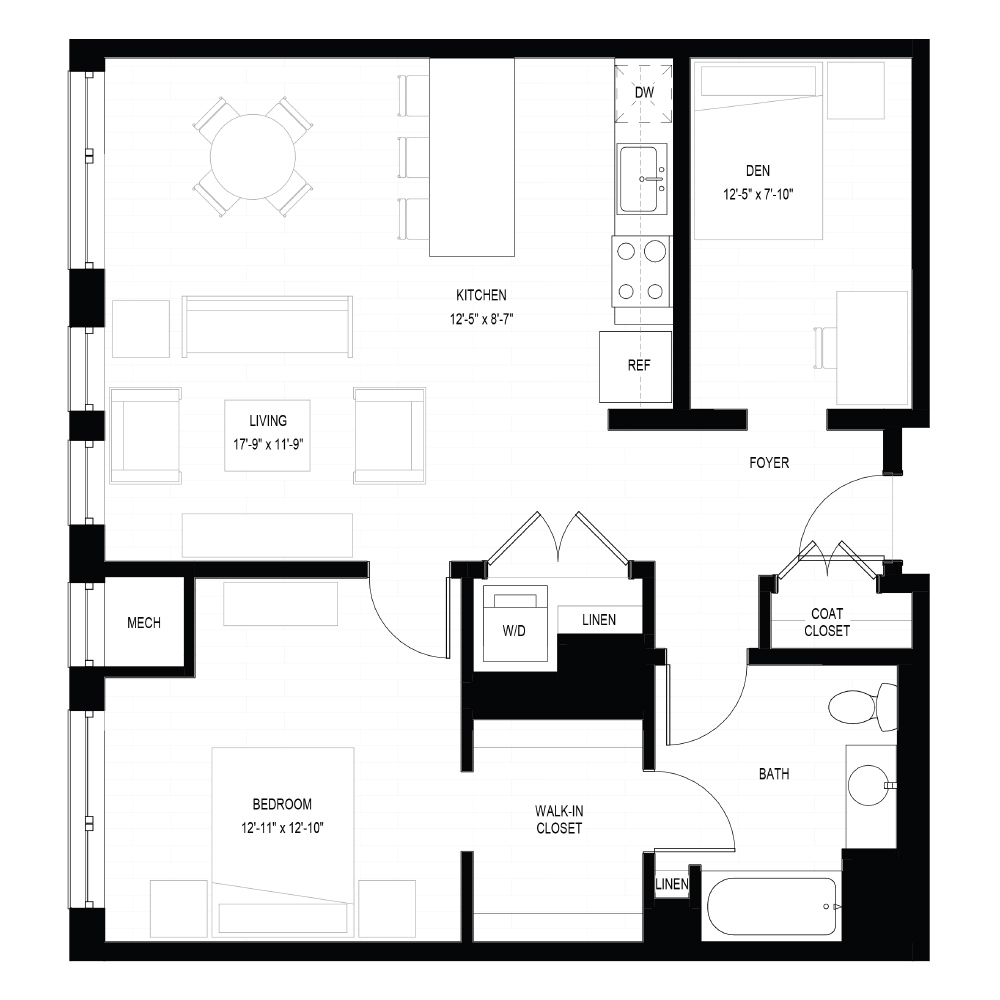1 Bed Den A floor plan