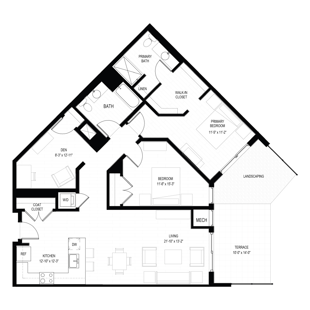 2 Bed Den A floor plan