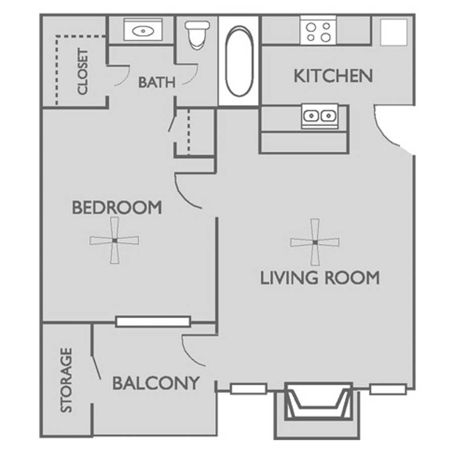 1 x 1 floor plan