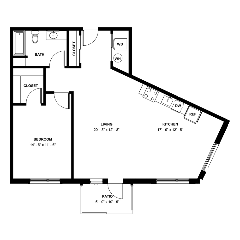1-1H floor plan